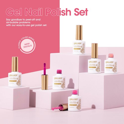 Gellen Gel Nail Polish Set - Red Berries & Pumpkins Tones Bright Orange Cherry Rose Solid Nail Gel Colors Uv Led Lamp Cured Home Gel Nail Art Manicure Set Valentine