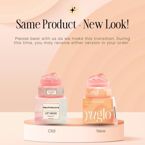 YUGLO Moisture & Collagen Booster Lip Sleeping Mask - Treatment to Restore, Hydrate & Plump Dry Chapped Lips - Peach