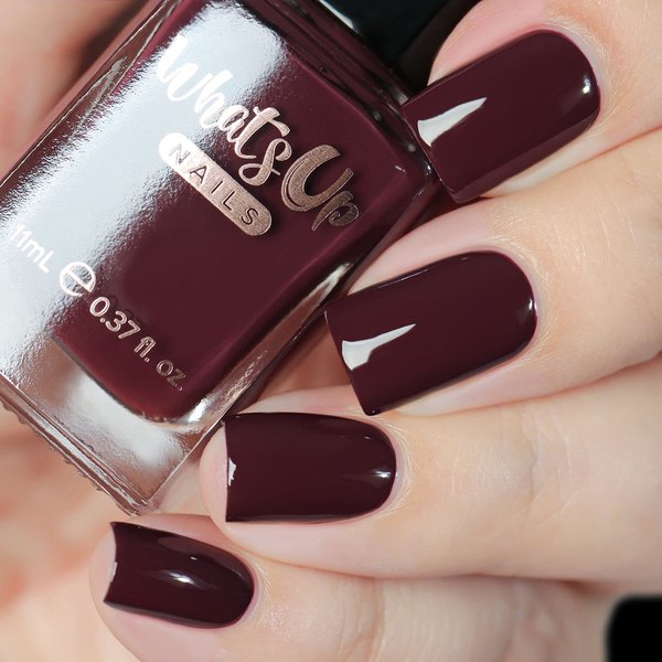 Whats Up Nails - Tasting Trip Nail Polish Dark Burgundy Brown Creme Lacquer Varnish Made in USA 12 Free Cruelty Free Vegan Clean