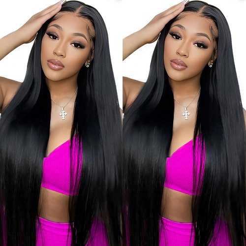 32 Inch Human Hair Wigs for Black Women 13x4 Lace Wigs Straight Lace Front Wigs Human Hair HD Lace Frontal Wigs Human Hair 250% Density Pre Plucked with Baby Hair Brazilian Human Hair Glueless Wig