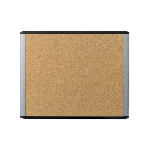 U Brands MOD Cork Bulletin Board, 20"x16", Black and Gray Frame, Industrial Grade Pinning Surface, includes Push Pins