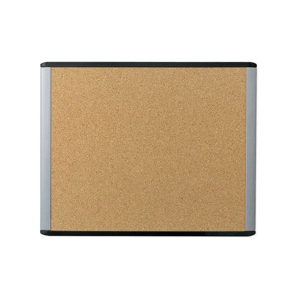U Brands MOD Cork Bulletin Board, 20"x16", Black and Gray Frame, Industrial Grade Pinning Surface, includes Push Pins