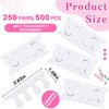 Mumufy 500 Pcs (250 Pairs) Toe Separators Pedicure Tool Kit Soft Toe Spacers for Pedicures Toe Spreaders Toe Finger Dividers for Women Girls Men Feet Nail Toenails Art Painting Polish Spa (White)
