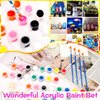 CACASO Mini Acrylic Paint Set,12 Set Washable Filled Paint Sets in 8 Colors,Acrylic Paint Strips with 23 Paint Brushes,for Art Craft Home Birthday Party Favors