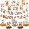 LARRAZABAL We Can Bearly Wait Baby Shower Decorations, NO-DIY Bear Banner Hanging Swirls and Honeycomb Centerpiece, Baby shower Decorations for Boy Bear Birthday Party Supplies