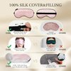 LILYSILK 100% Silk Sleep Mask-Blindfold with Elastic Strap 2 Pack with Ear Plugs, Soft and Comfortable Night Eye Mask for Men Women, Eye Blinder for Travel/Sleeping/Shift Work, Black+ Pink