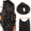 HOTBANANA Wire Hair Extensions, 12 inch 70g Dark Brown Fish Line Hair Extensions Real Human Hair Straight Invisible Wire Hair Extensions Remy Hair Extensions