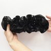 2 Pcs Satin Scrunchies Jumbo Size Pleated Hair Bands Hair Tie Ponytail Holder Hair Accessories for Women and Girls, Black