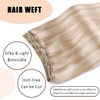 VINBAO Weft Hair Extensions Human Hair Sew in Weft Human Hair Extensions Caramel Blonde Mix Platinum Blonde Human Hair Weft Extensions 16 Inch #27/60 80g Double Weft (weft#27P60,16'')