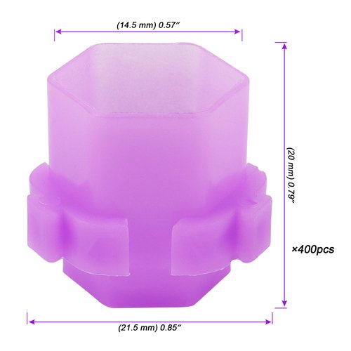 JOIKIT 400 PCS Tattoo Ink Cups, Purple Honeycomb Shape Pigment Holder Cups with Base Design for Holding Pigment Ink