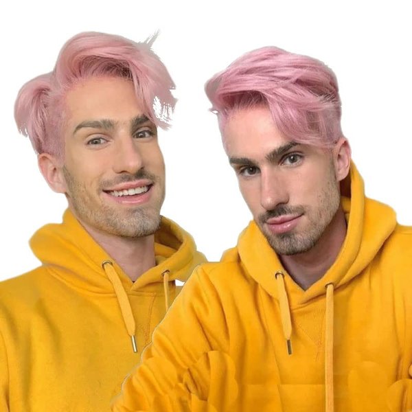 Pink Wigs for Men, Fluffy Realistic Short Curly Men's Wigs Side Parted Natural Looking Men's Wigs for Everyday Dress Up Cosplay Costumes Halloween Wigs for Fancy Dress