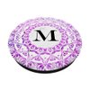 Cell Phone Pop Up Grip Holder,Monogram Mandala White Pink M PopSockets Grip and Stand for Phones and Tablets