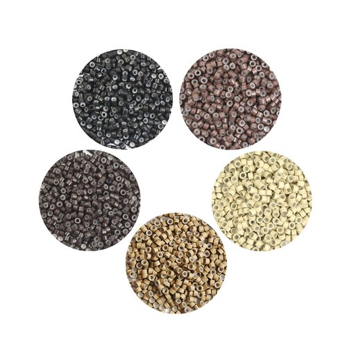 500 Pcs 4mm Silicone Lined Micro Links Rings Beads for I Tip Hair Extensions Feather Extensions (Dark Blonde)