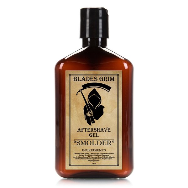 The Blades Grim – Aftershave Gel, Handmade in the USA (Smolder, 8.45oz)