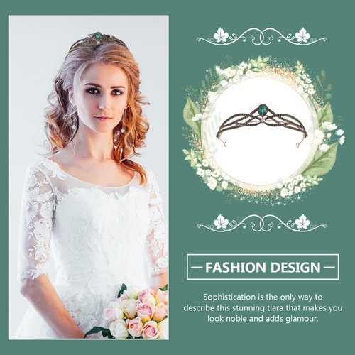 Beaupretty Baroque Crown Headband Wedding Bridal Crown Emerald Crystal Crown Gemstone Tiara for Women Girls Halloween Birthday Party Supplies Green