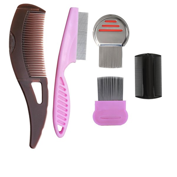5pack Stainless Steel Fine Tooth Comb for Scalp Psoriasis, Hair Grooming, and Detoxing - Multifunctional Dandruff Removal Comb for Women, Men, Kids, and Adults