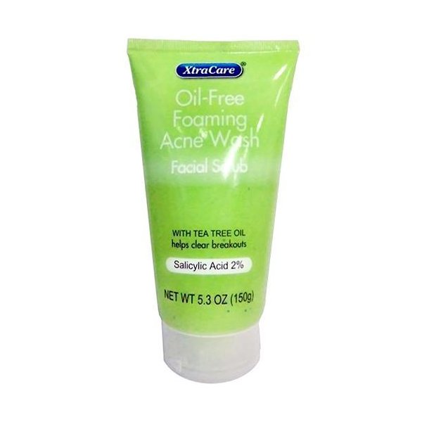 XtraCare OIL FREE FOAMING ACNE WASH Facial Scrub 5.3 oz. with Tea Tree Oil (Pack of 2)