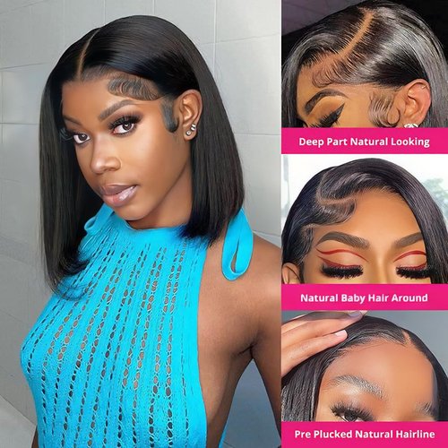 Bob Wig Human Hair Human Hair Wig 13x4 180% Density 14inch Lace Frontal Wigs Human Hair Glueless Wigs Human Hair Bob Wigs Human Hair for Black Woman