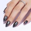 Press On Nails Short Almond, SHOWMORE Black Glitter Shimmer Acrylic Fake Nails Medium Galaxy Glue On Nails False Nails with Design Reusable Stick On Nails in 12 Sizes 24 Nail Kit with Glue (Handmade)