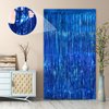 4Pack Blue Fringe Curtain Party Streamers 3.3 x 8.3 Ft Foil Fringe Backdrop Curtains for Birthday Wedding Bridal Baby Shower Wedding Xmas Tinsel Streamers Ocean Blue Party Decorations Door Streamers