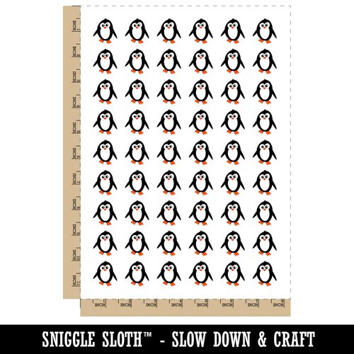 Peaky Penguin Doodle Temporary Tattoo Water Resistant Fake Body Art Set Collection - 54 1" Tattoos (1 Sheet)