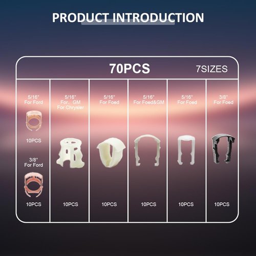 Fuel Line Clips, Auto Clips Replacement Kit, Transmission Line Clips, Fuel Line Retaining Clip Box, Refrigerant Line Clip, 3/8 & 5/16 Fuel Line Retaining Clip Assortment Kit Compatible with F-o-r-d GM