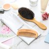 BOMEIYI 100% Boar Bristle Hair Brush Set (Medium). Soft Natural Bristles for Thin and Fine Hair. Restore Shine And Texture. Wooden Comb and Travel Bag Included.