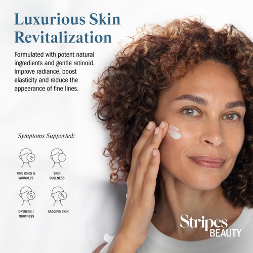 STRIPES Beauty (by Naomi Watts) - Evening Wear Retinol Night Cream, Improve Fine Lines & Wrinkles, Boost Radiance & Elasticity, Sensitive Skin Safe, Menopause Support, 1.7 Fl Oz