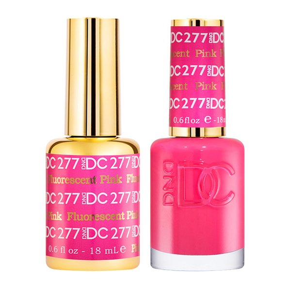 DND Gel Polish Set - 1 each of Pink Gel Polish and Pink Nail Polish, 277 Fluorescent Pink, 0.5 Fl Oz