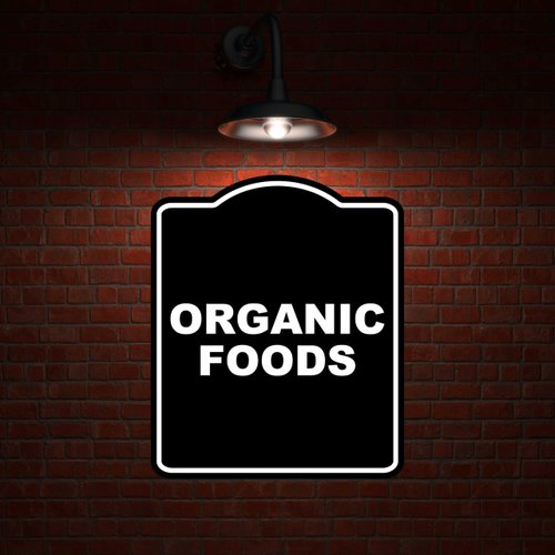 ORGANIC FOODS BLACK Minimalist Aluminum Composite Sign 20 x 24 inches