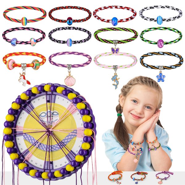 Bracelet Making Kit for Girls, Friendship Bracelet Kit Christmas Stocking Stuffer Birthday Gift for Girl 6 7 8 9 10 11 12 Year Old, Arts and Crafts for Teen Kid, DIY Jewelry Bracelets String Maker Set