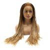 BTWTRY Micro Braided Lace Front Wigs Dark Roots Brown Ombre Honey Blonde Wig with Baby Hair Heat Resistant Fiber Synthetic Lace Front Braid Wig Box Braids Wig (24Inch, Brown/Honey Blonde)