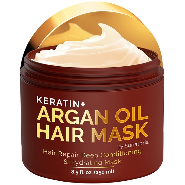 SUNATORIA NEW Argan Oil Hair Mask with Keratin - Hair Conditioner for Dry, Damaged, Frizzy Hair & Split Ends - Hair Treatment Serum for Hair Repair & Hydrating - Hair Moisturizer