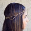 Ursumy Indian Hair Chain Festival Hair Jewelry Pearl Headchain Tassel Headpiece Wave Head Chain for Women and Girls (Silver)