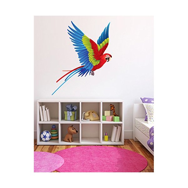 Scarlet Macaw Tropical Bird Wall Decal - 14" x 11"