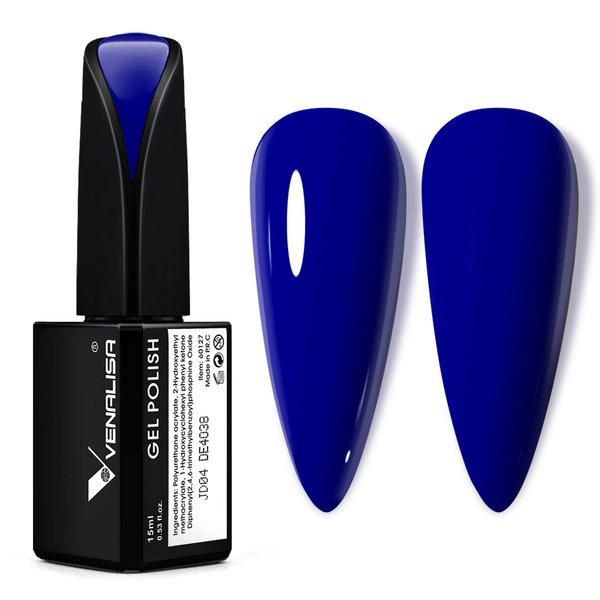 VENALISA 15ml Royal Blue Gel Nail Polish, Navy Blue Gel Polish Dark Deep Cobalt Blue Color Soak Off UV LED Nail Gel Polish Nail Art Starter Manicure Salon DIY at Home, 0.53 OZ