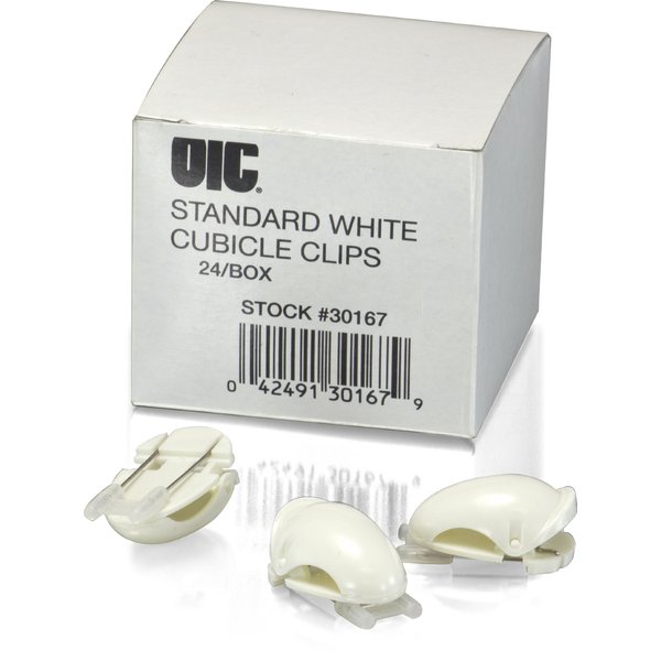 Officemate Cubicle Clips, White, Box of 24 (30167)