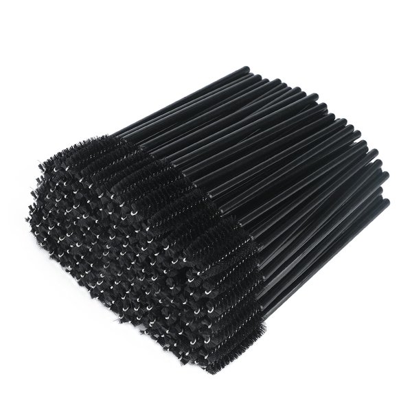 G2PLUS 300PCS Eyelash Brush, Disposable Eyelash Mascara Brushes Wands Applicator Tools Makeup Brush Kits, Eyelash Spoolies Eyelashes Brush for Eyelash Extensions and Eyebrow Brush (Black)