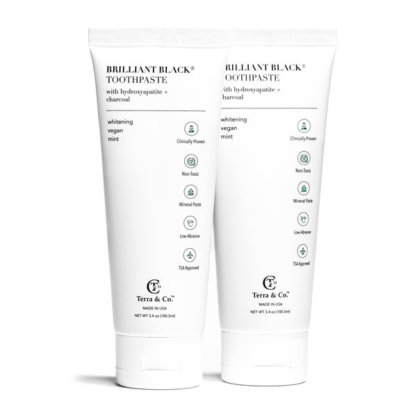 Terra & Co. Brilliant Hydroxyapatite Charcoal Toothpaste for Whitening Teeth– Natural Vegan Sensitive