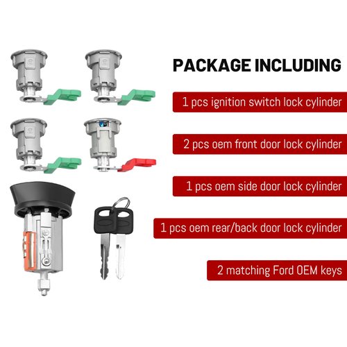 Ignition Switch Lock Cylinder Door Lock Cylinder fit for 1997-2020 for Ford Econoline E-150 E-250 E-350 Van Door Lock Key Cylinder 703369 597638 707624 DL5886 Ignition Switch Lock Cylinder
