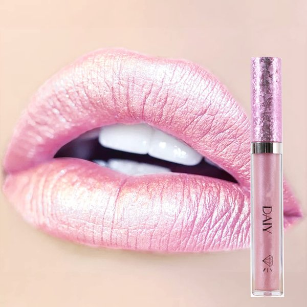 MAEPEOR Metallic Liquid Lipstick 6 Color Metal Diamond Pearl Lipstick Long Wear and Non-stick Cup Mermaid Lip Gloss (Colors 01)