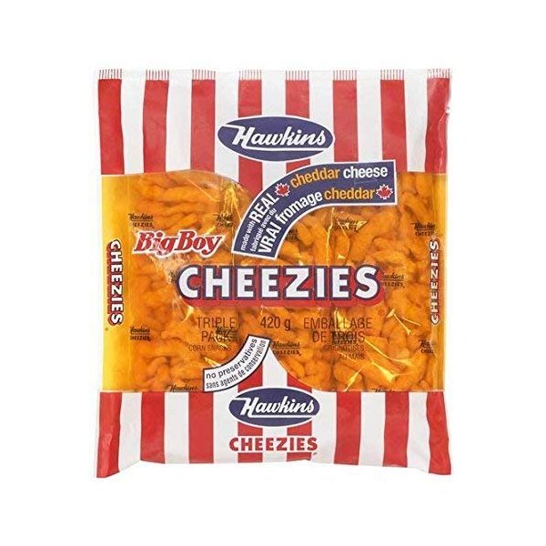 Hawkins Made with Real Cheddar Cheese Cheezies, Big Boy Triple Pack 420g, 14.8oz , Made in Canada
