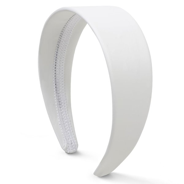 White Headbands for Women 2 Inch Wide Thick White Hairband Faux Leather Headband for Women and Girls Plastic Hard Head Band Solid Colors