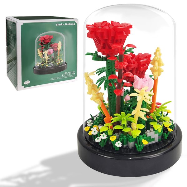 Flower Bouquet Building Sets,549pcs Rose Flower Plants,Forever Decorated flower set with Dust Cover,Building Blocks Sets gifts for Ages 8-12 yrs forOld Girl Christmas,Mother's Day,Valentine's Day