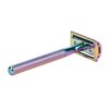 PINK REX Women's Double Edge Safety Razor Eco-Friendly Includes 10 Razor Blades (Rainbow Chrome)