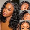 ZZMDS 16 Inch 13x4 Bob Wig Human Hair Deep Curly Wave Glueless Wigs Human Hair Lace Front Wigs Pre Plucked with Baby Hair Natural Hairline for Black Women with Baby Hair