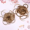 HOOJIH Messy Bun Hair Piece, Super Long Tousled Updo Hair Bun Extensions Wavy Hair Wrap Ponytail Hairpieces Hair Scrunchies with Elastic Hair Band HB007 Grace - Warm Brown with little black mixed