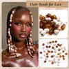 VENOFEN 50PCS Brown Hair Beads White Beads for Hair Locs Dreadlock Beads Accessories Hair Jewelry Making Kit Hair Decoration for Women
