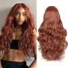 FAVE 28 Inches Lace Front Wig Heat Resistant Synthetic Lace Front Wig Long Wavy Free Part Auburn Wig Glueless Lace Front Wigs for Women Lace Wig for Party Daily Use (Auburn)