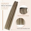 Sunny Hair Beaded Weft Hair Extensions Human Hair 50G Micro Bead Weft Hair Extensions Real Human Hair Straight Weft Hair Extensions with Micro Beads Easy Weft Light Brown with Blonde Highlight 20inch